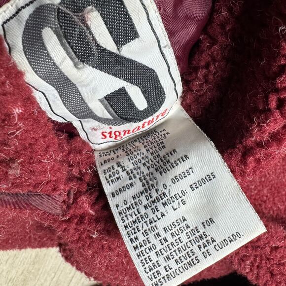 CS Signature Reversible Fleece Jacket Women's L Red Button Front Coat Cozy Warm - Picture 4 of 8